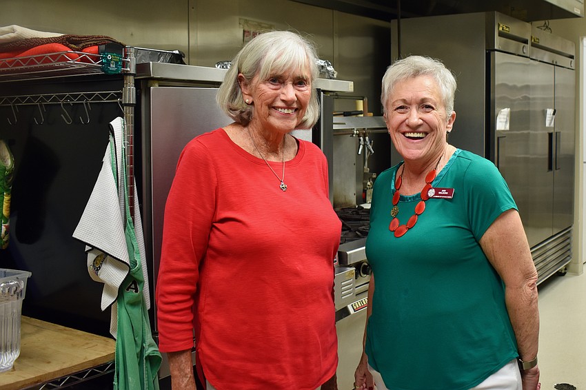 Organizers Jane Wittlinger and Ann Walborn backstage in the kitchen.