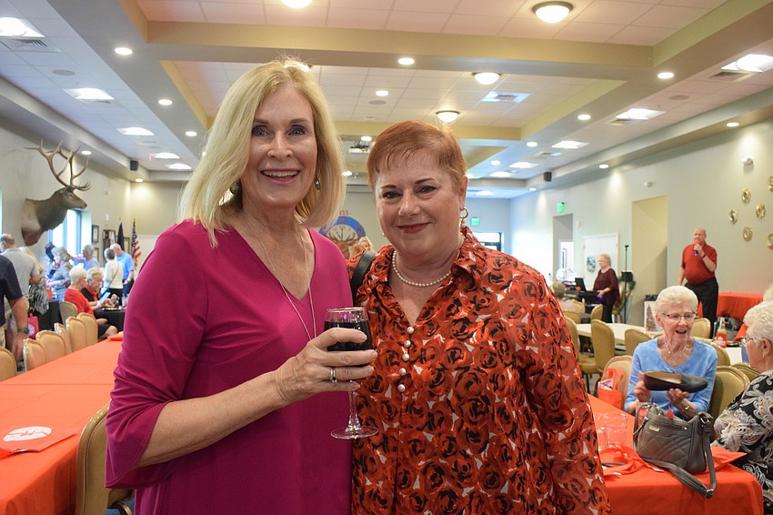 River Club's Carole Sullivan and Del Webb's Carol Meyers work together to get their communities to donate shoeboxes. The communities donated 66 boxes to Meals on Wheels Plus of Manatee's Shoebox Drive.