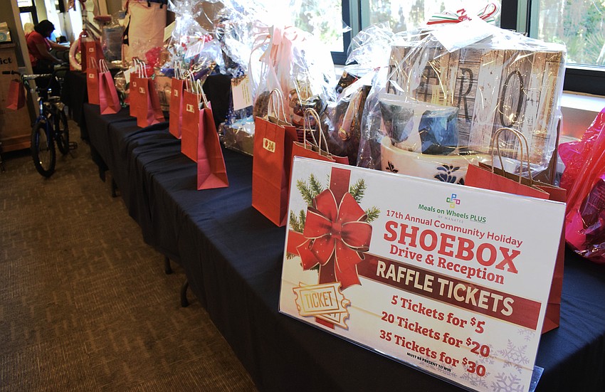 The Shoebox Drive and Reception includes dozens of raffle prizes.