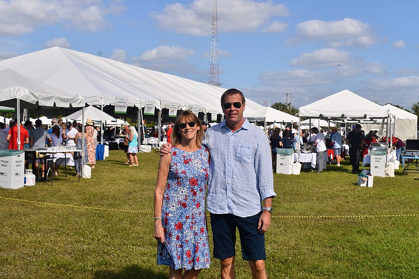 Kathy and Jeff Paulsen arrive at the Lawn Party by the Bay at Ken Thompson Park.