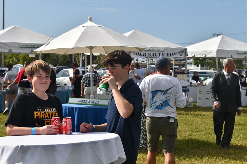 Rhys Parry and Collin Robinson enjoy some of the non-alcoholic beverages.