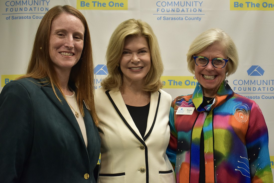 Community Foundation of Sarasota County Vice President of Strategy & Communications Mischa Kirby, Former Dean of University of Florida College of Journalism and Communications Diane McFarlin and Community Foundation President and CEO Roxie Jerde.