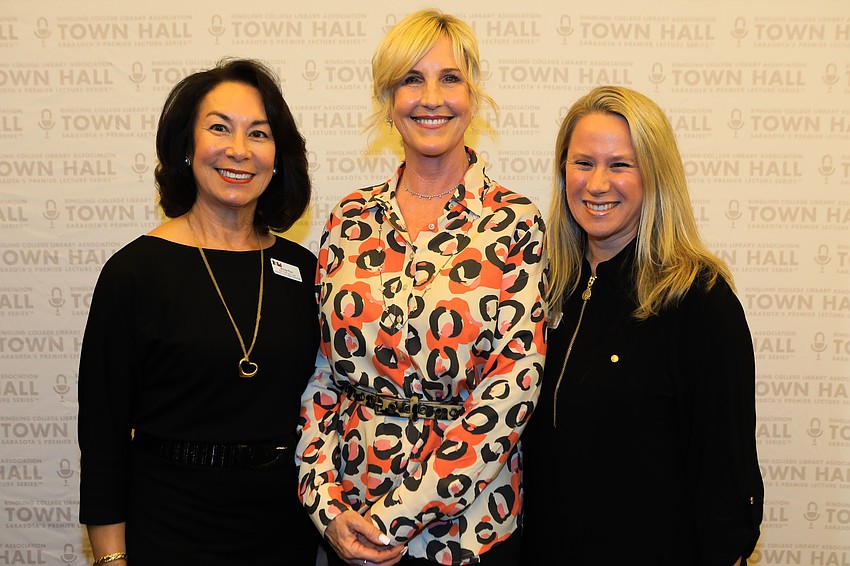 Town Hall chair Brinda Pola, speaker Erin Brockovich and RCLA Executive Director Lauren Kurnov