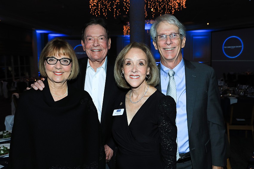 Joan and Bob Geyer with board of trustees chair Deb Kabinoff with Scott Taylor