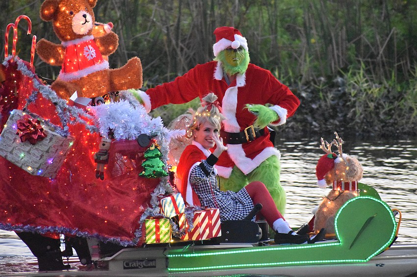 Tara's Dee and Jack Boenau went all out to participate in the Holiday Boat Parade at Jiggs Landing.