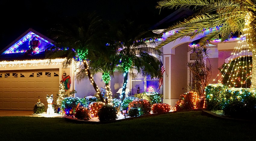 In the 4600 block of Del Sol Drive, characters interact with lights of all colors fo form an attractive display.