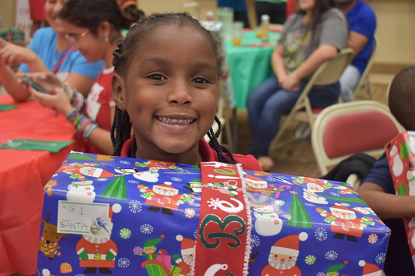Amyla Carter is all smiles after meeting Santa.