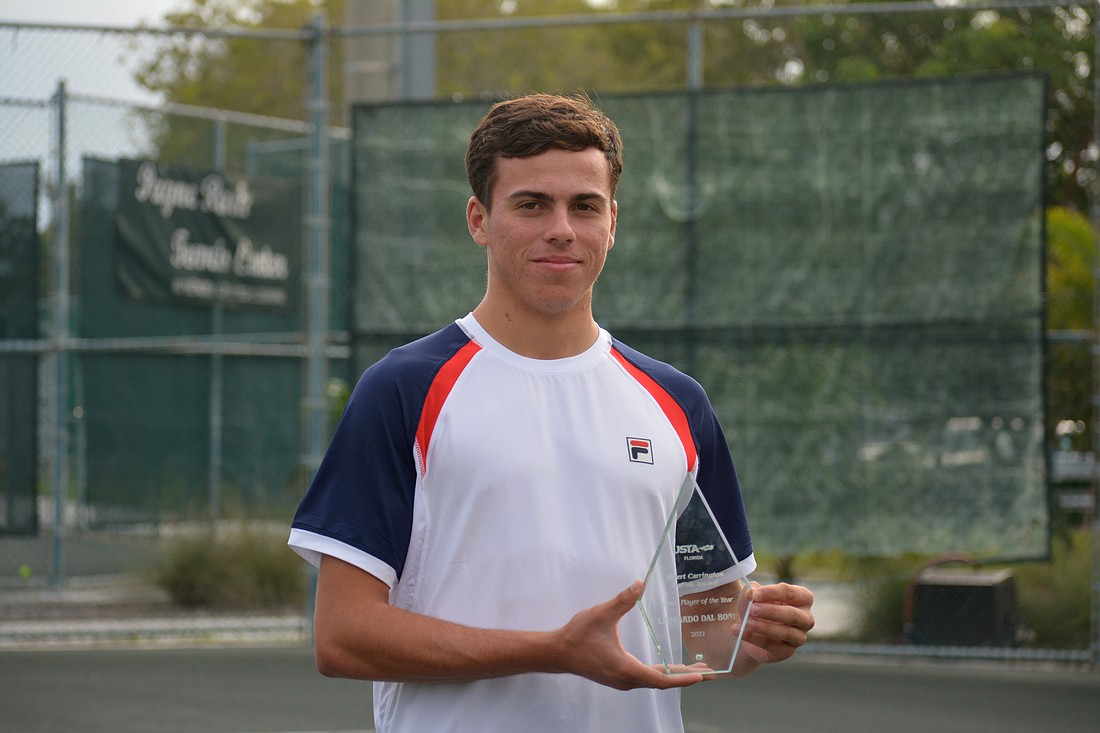 Leonardo Dal Boni received the 2022 USTA Florida Player of the Year Award on Dec. 16 at Payne Park Tennis Center.