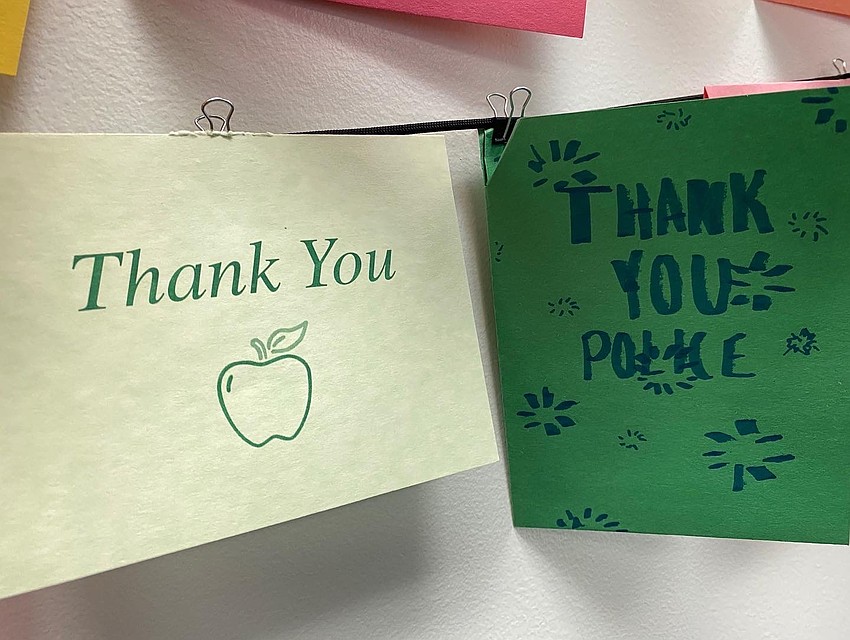Sarasota Police Department receives thank you card from Riverview High School.