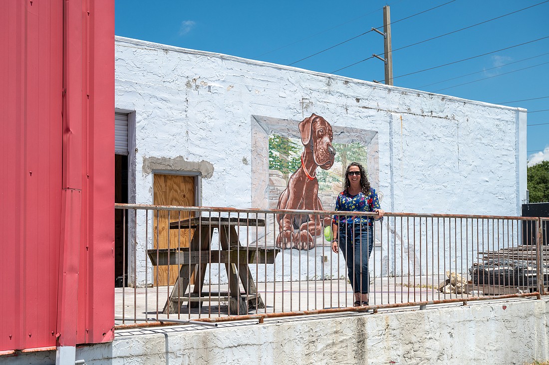 Mindy Kauffman at the future site of Boo's Ice House and Dog Bar in the Rosemary District.
