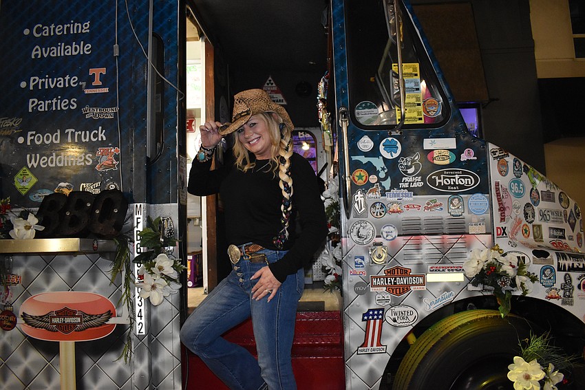 Lora Rust in her Smokin Momma Lora BBQ food truck.