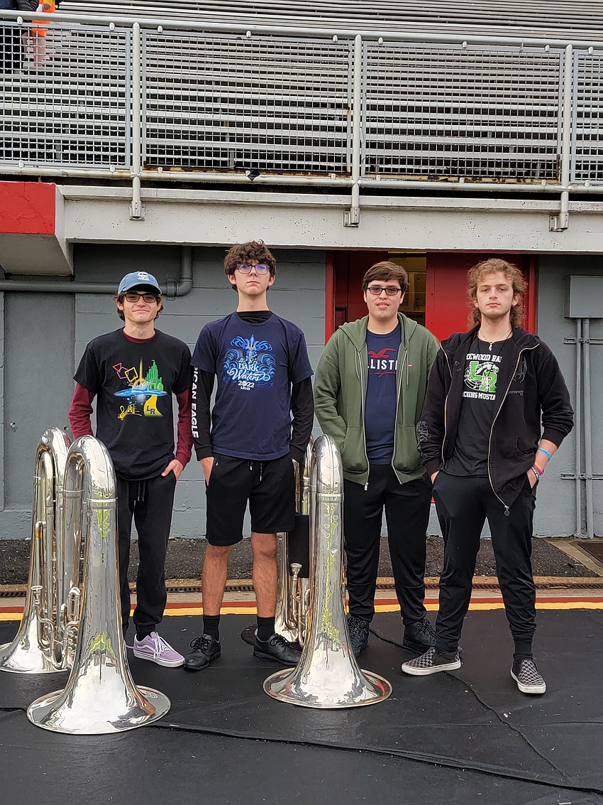 Lakewood Ranch High School's Nate VanPeenen, Kyle Honaker, Alex Malbran and Brian McCoy will perform with the Marching Mustangs and bands from across the country at the Sugar Bowl.