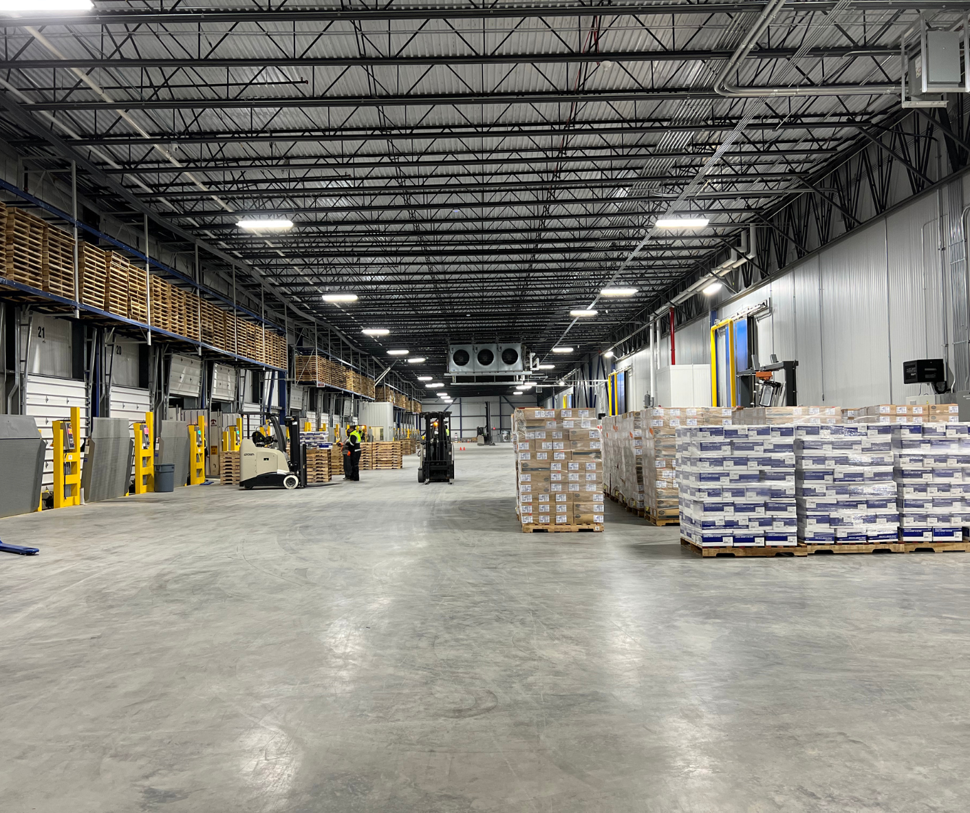 The warehouse features a 70-foot-deep chilled loading dock area with 27 bays and 18 reefer plug-ins.