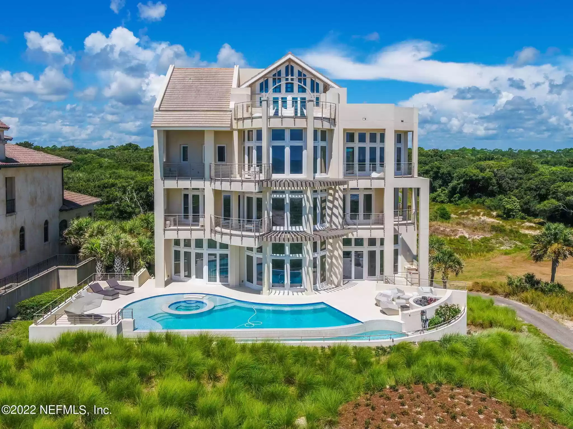 The rear of the home, which is along the Atlantic Ocean.