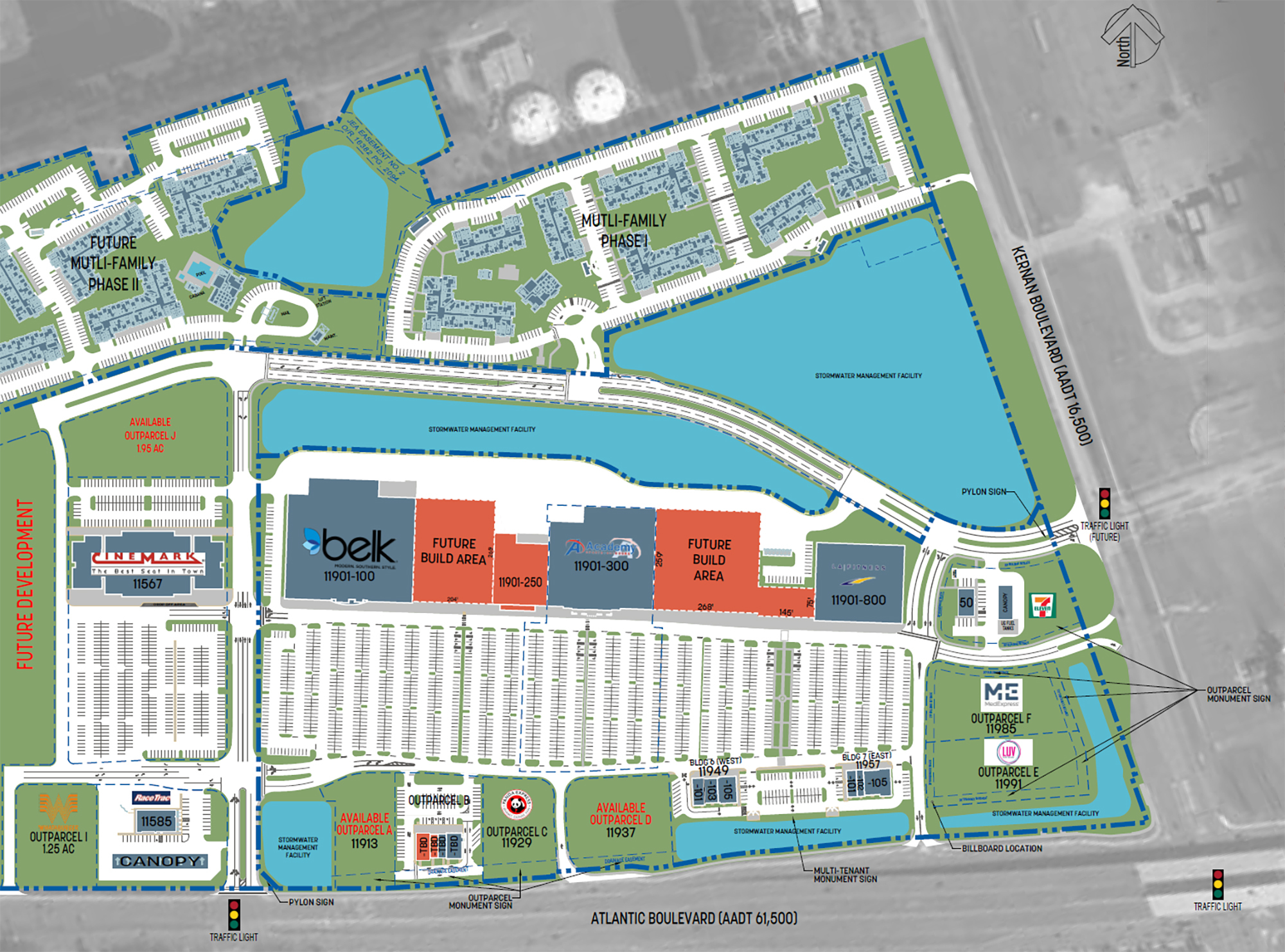 Outparcel B is along Atlantic Boulevard west of Panda Express.