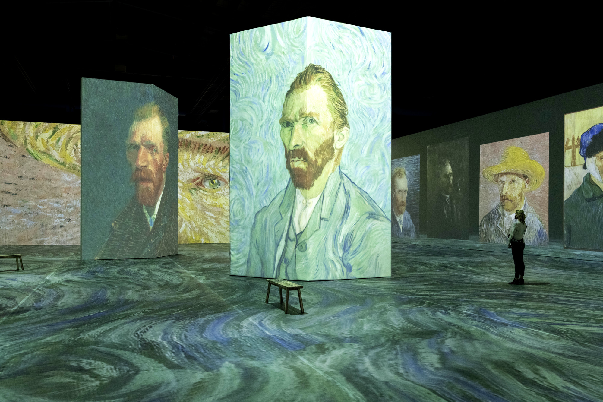 “Beyond Van Gogh” uses projection technology and an original score to showcase 300 of the painter’s artworks occupying 30,000 square feet.