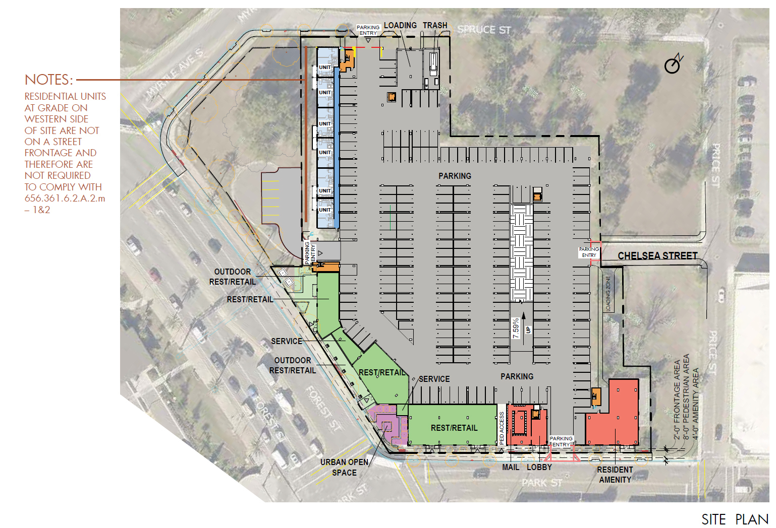 The site plan for the Columbia Ventures development, Lennox on Park.