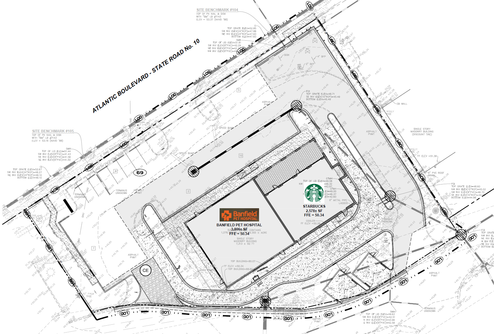 The site plan for the divided former TGI Fridays.