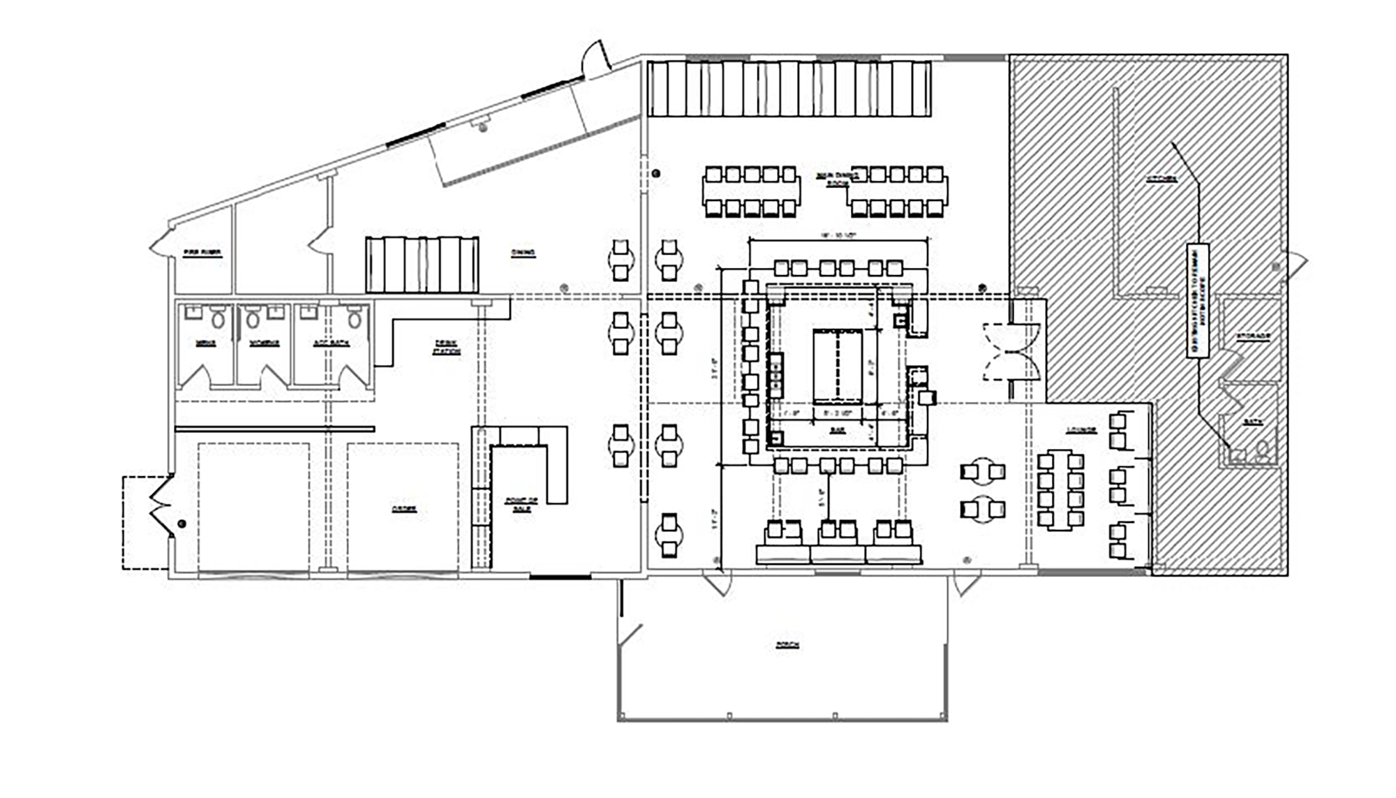 The seating plan for  Nineteen Thirty Seven Spirits & Eatery.