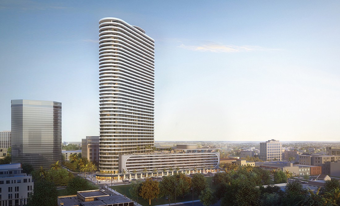 At 515 feet tall, the 46-story 400 Central will be the tallest residential building on Florida&#39;s Gulf Coast when it opens in 2025. (Courtesy photo)