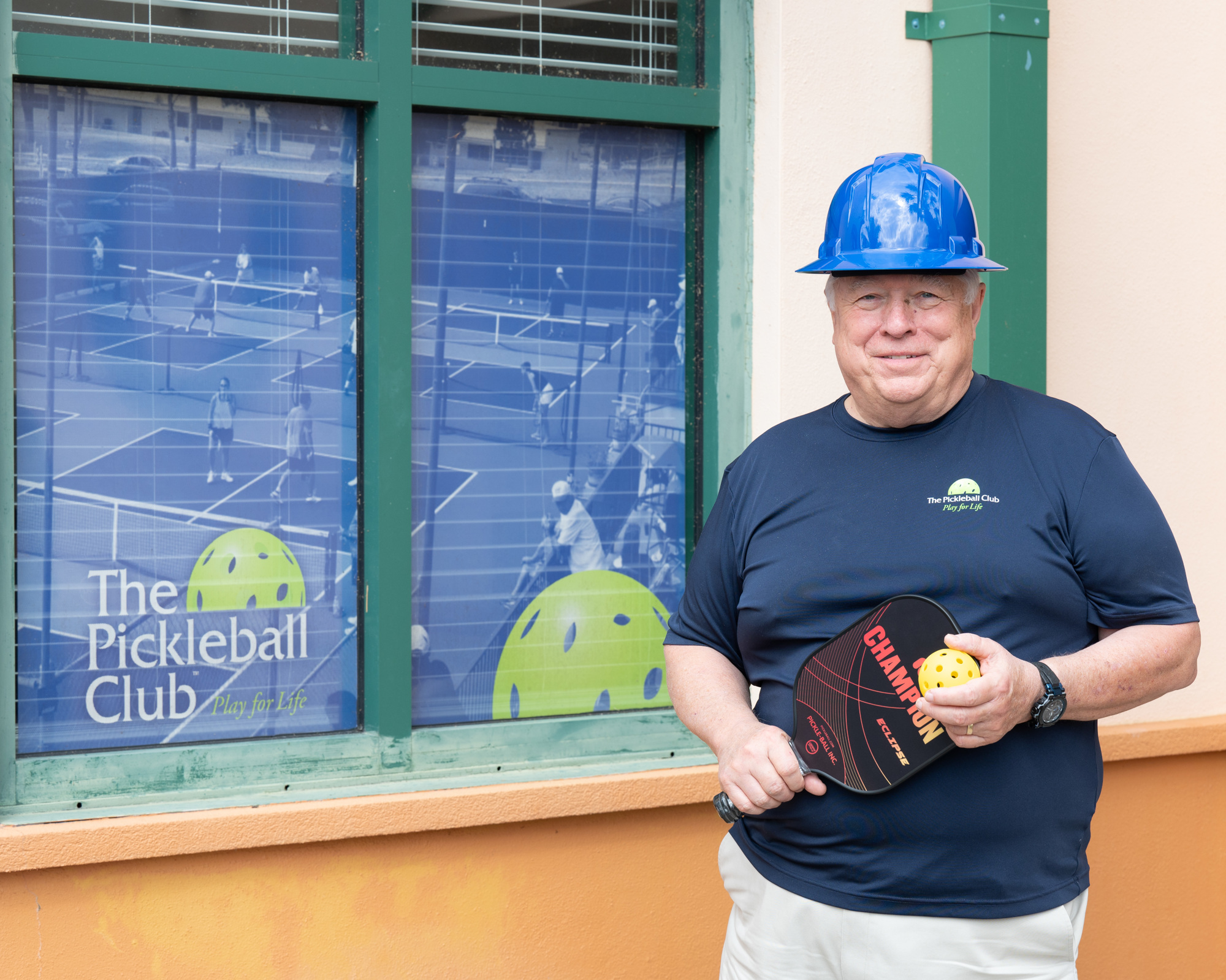 Brian McCarthy on the construction site of the first Pickleball Club location in Sarasota. (Photo by Lori Sax)
