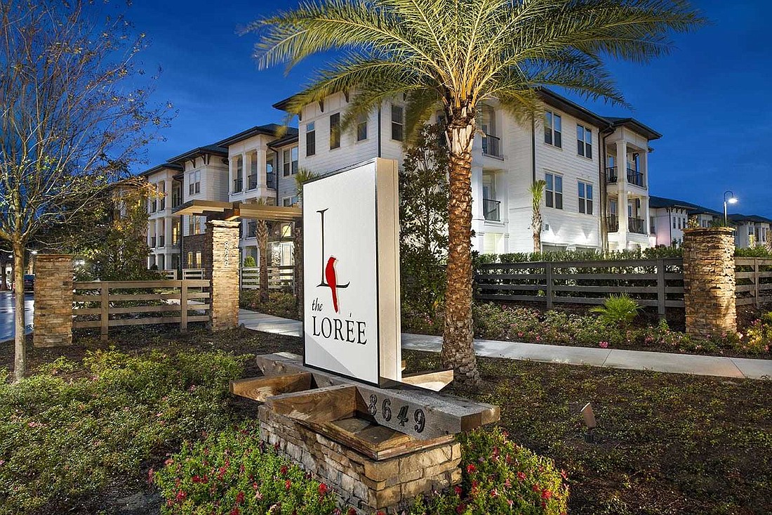 The Loree, a 300-unit, 16-building apartment community at 8649 AC Skinner Parkway, was sold for $84.25 million. The Loree is south of Butler Boulevard and west of Southside Boulevard.