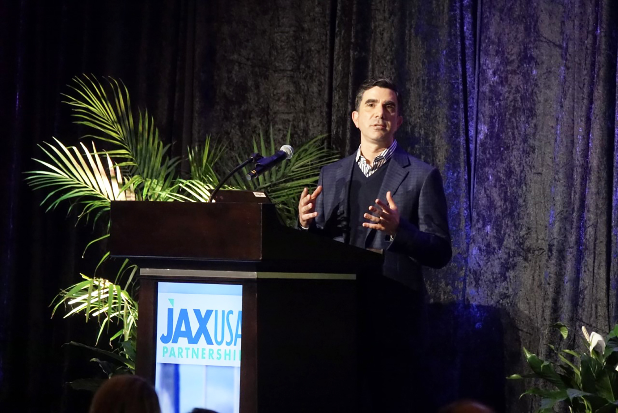 Peter Menziuso was the keynote speaker at the JAXUSA Partnership’s quarterly luncheon at Hyatt Regency Jacksonville Riverfront