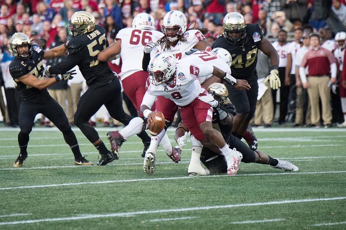 The Wake Forest University football team, seen here in a 2016 game vs. Temple, will take on the University of Missouri in the 2022 Union Home Mortgage Gasparilla Bowl in Tampa. (Wikimedia)