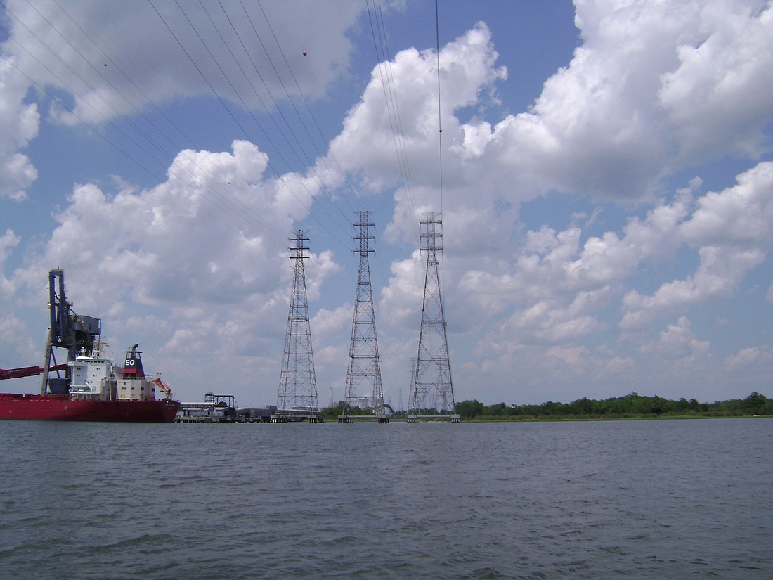 The JEA power lines over the St. Johns River could be raised to allow large ships to pass below.