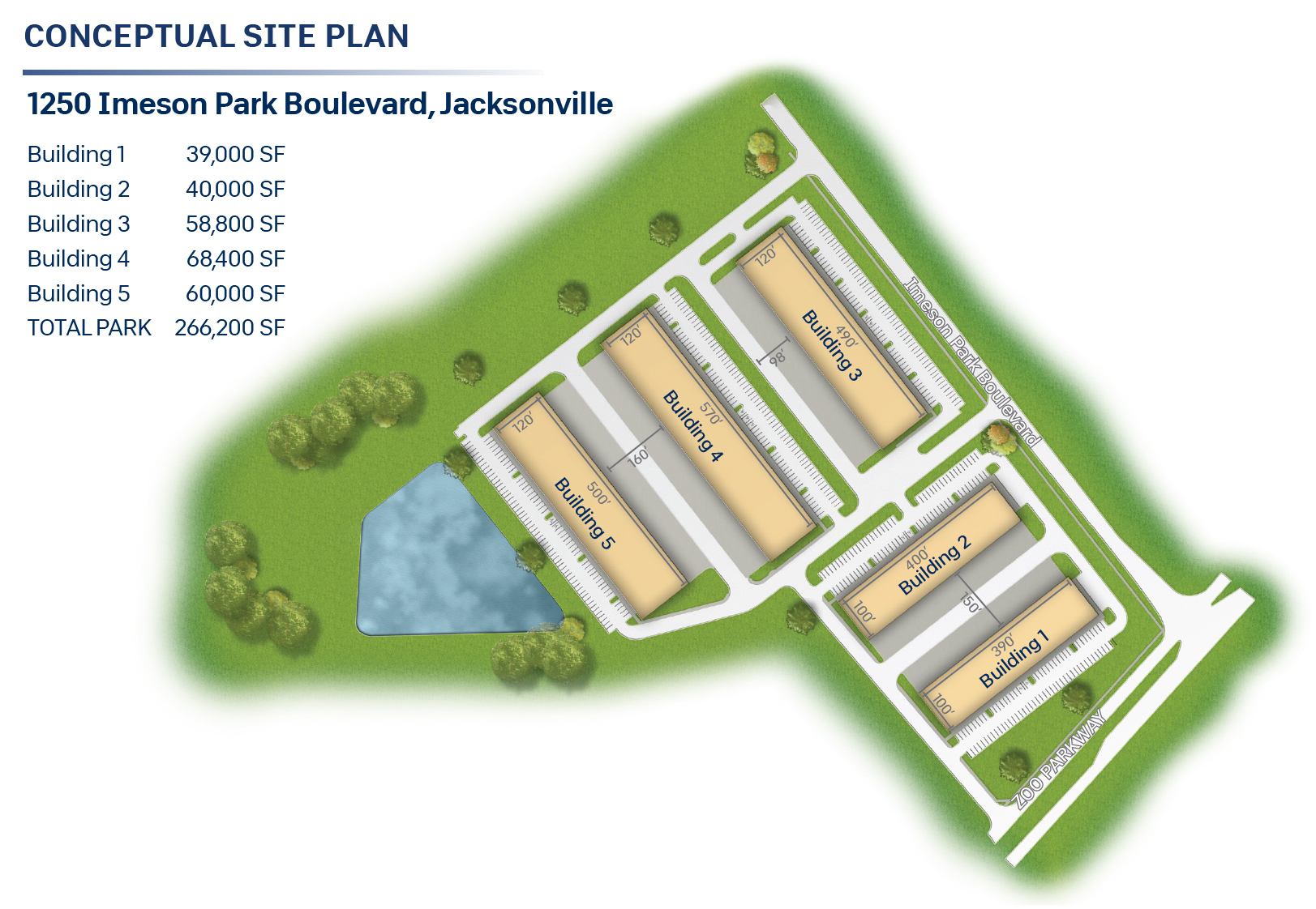 The conceptual site plan for Imeson Landing Business Park.