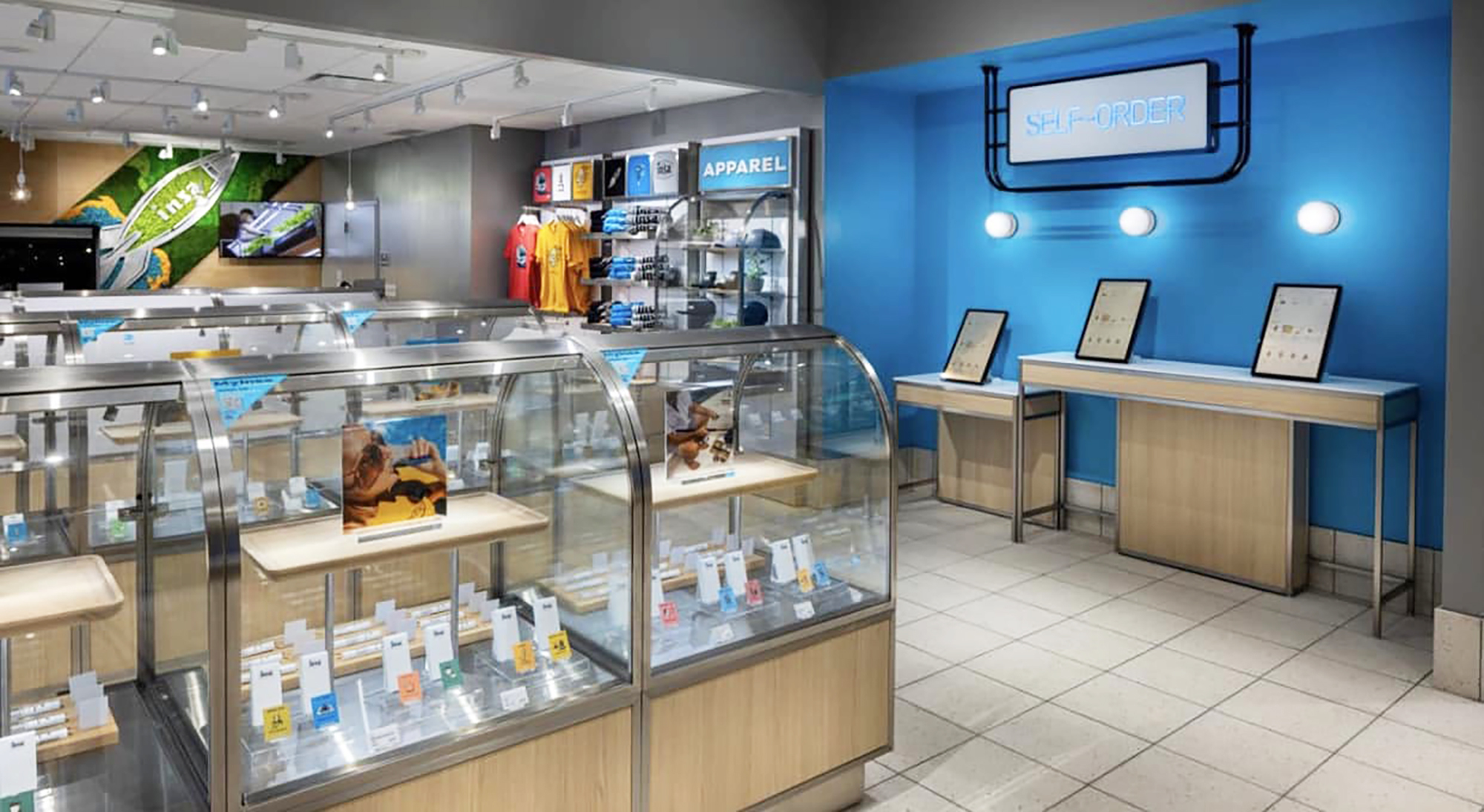 Inside the Insa dispensary in Tampa. “Displays will be on the retail floor so customers can directly engage with products to better learn about the ingredients, formats and benefits,” it says.