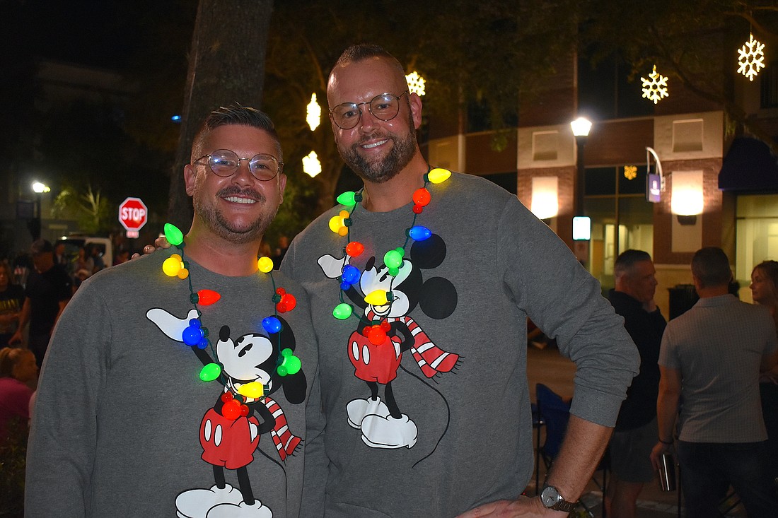 Brad and Derick Taylor-White matched in their lighted holiday attire.