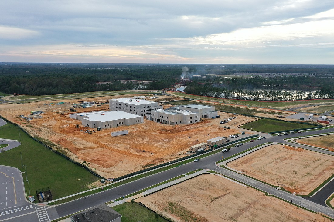 A current aerial view of the Water Spring Middle School campus under construction. Courtesy of CORE Construction