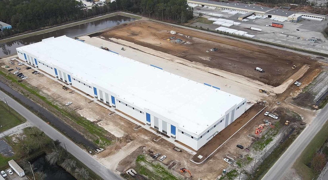 In this aerial from January, the second warehouse site is shown adjacent to the completed warehouse. Each will be a total of 160,000 square feet.