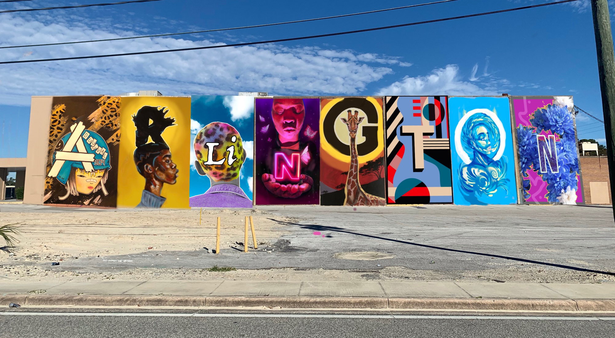 Jacksonville artists created an eight-panel mural in early 2020 at College Park.