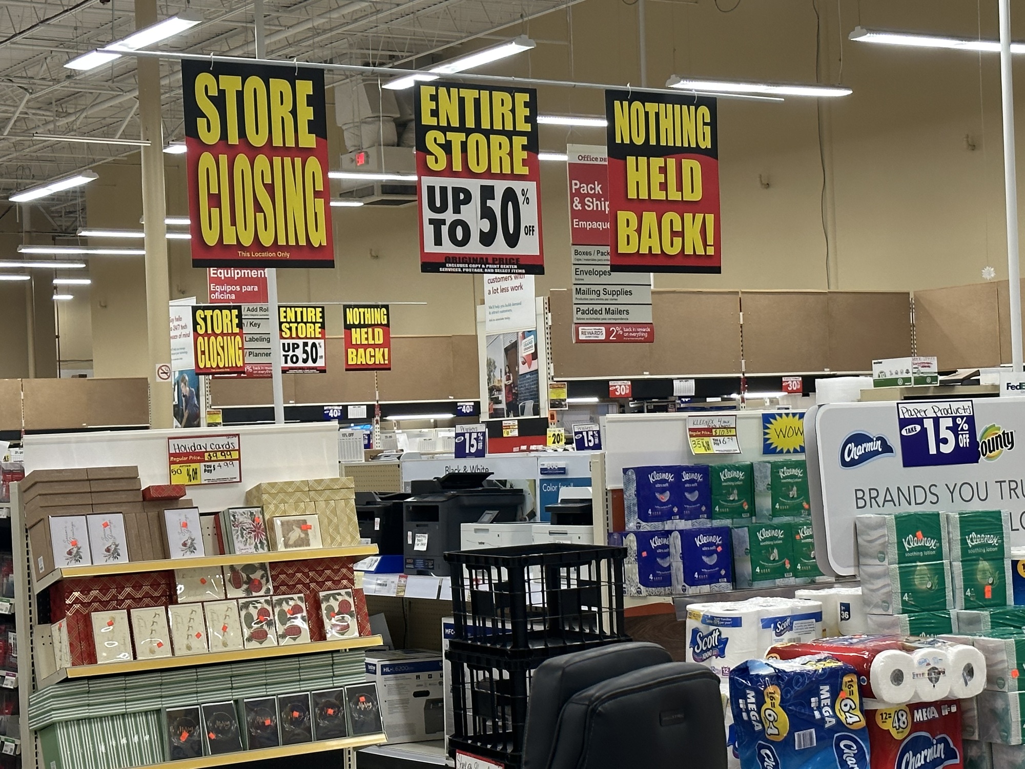 The store closing sale is underway at the Office Depot at 8102 Blanding Blvd.