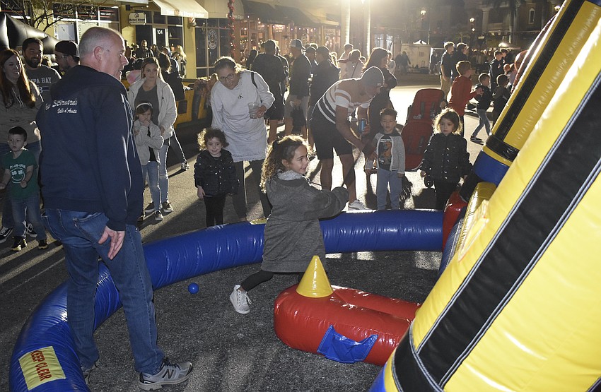 Under the supervision of Bradenton's Matt Broschious, 5-year-old Leyla Shoufany steps up to bat.