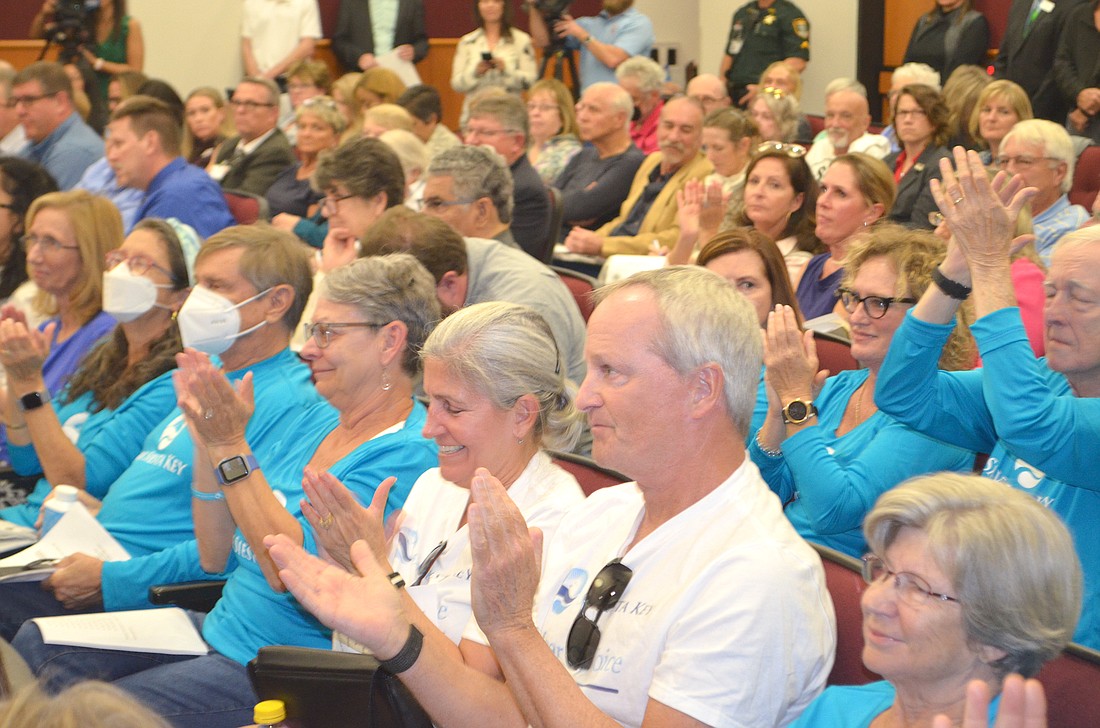 Residents of Siesta Key cheer after Sarasota County's legislative delegation approved their request to place a bill paving the way for a vote on incorporation on this year's legislative agenda in Tallahassee.