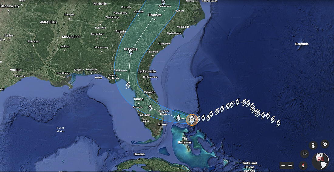 Tropical Storm Nicole is expected to make landfall in Southwest Florida in the evening hours of Wednesday, Nov. 9. Image courtesy of Google Earth