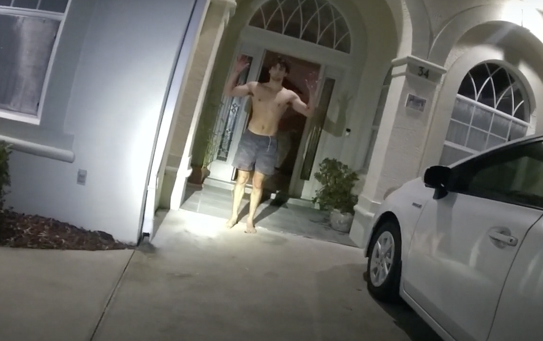Luke Ingram is confronted by deputies outside 34 Clermont Court. Screenshot from FCSO body camera footage