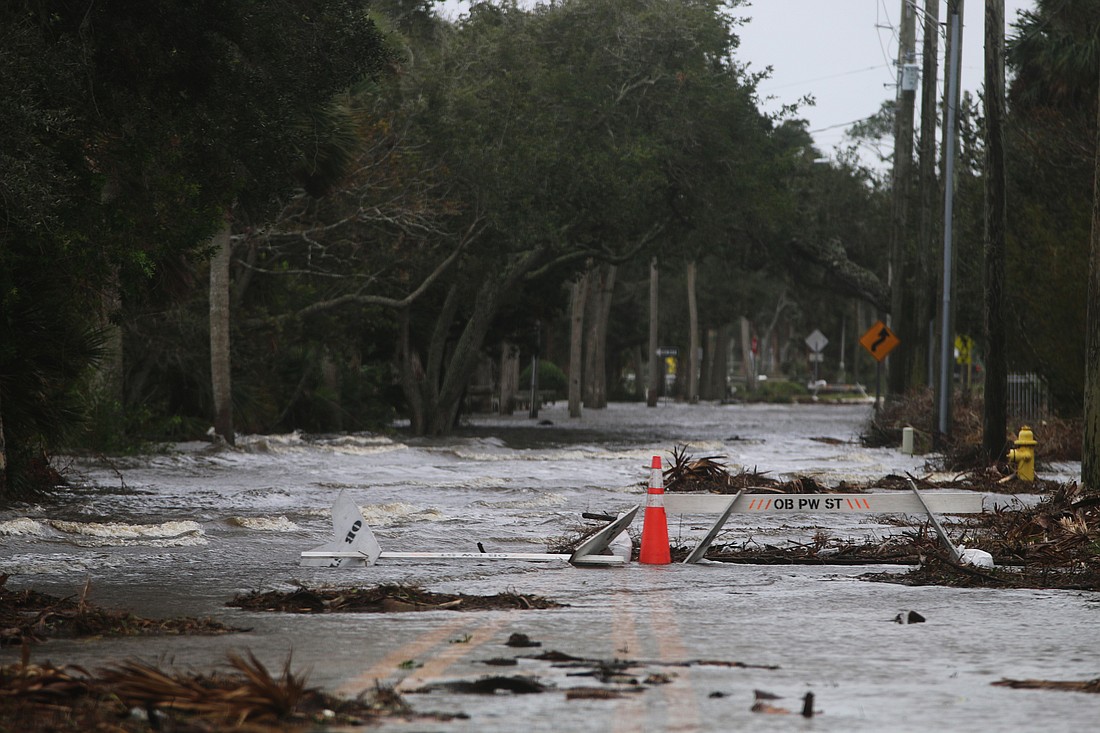 Water floods onto South Beach Street in Ormond Beach on Thursday, Nov. 10. Photo by Jarleene Almenas