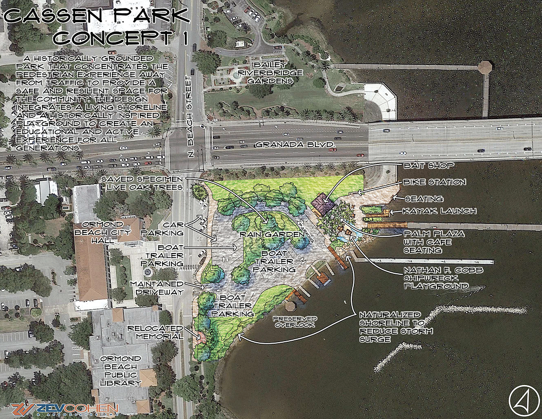 One of the preliminary concepts presented by Zev Cohen and Associates for the redesign of Cassen Park. Courtesy of the city of Ormond Beach