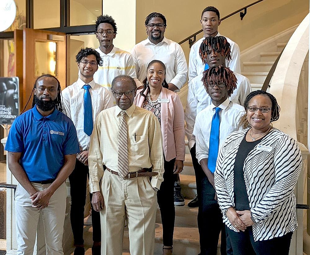 Members of the MOCI cohort stand with Daytona State faculty and staff members Enaris Inman (front left), Job Clement (front center), LaToya Shannon (front right) and Cerese Ramos (center). Courtesy photo