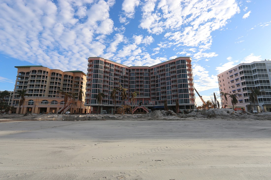 The Pink Shell Beach Resort & Marina on Fort Myers Beach has more work to do in 2023 to full reopen post-Hurricane Ian. (Courtesy photo)