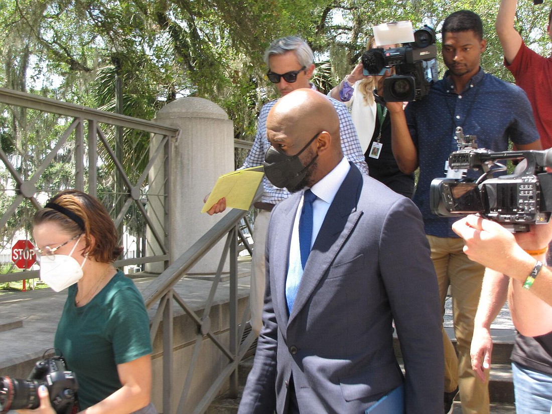 Former Democratic gubernatorial candidate Andrew Gillum leaves a federal courthouse in June after being indicted. The News Service of Florida
