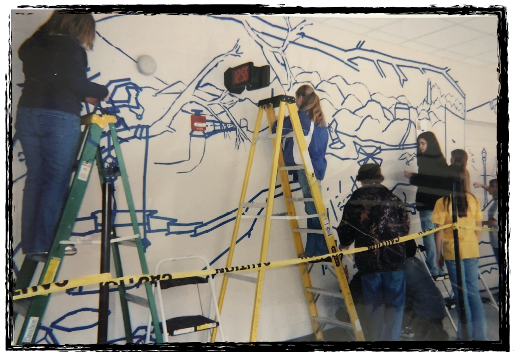 Laura Shanley's students work on a mural. Courtesy photo