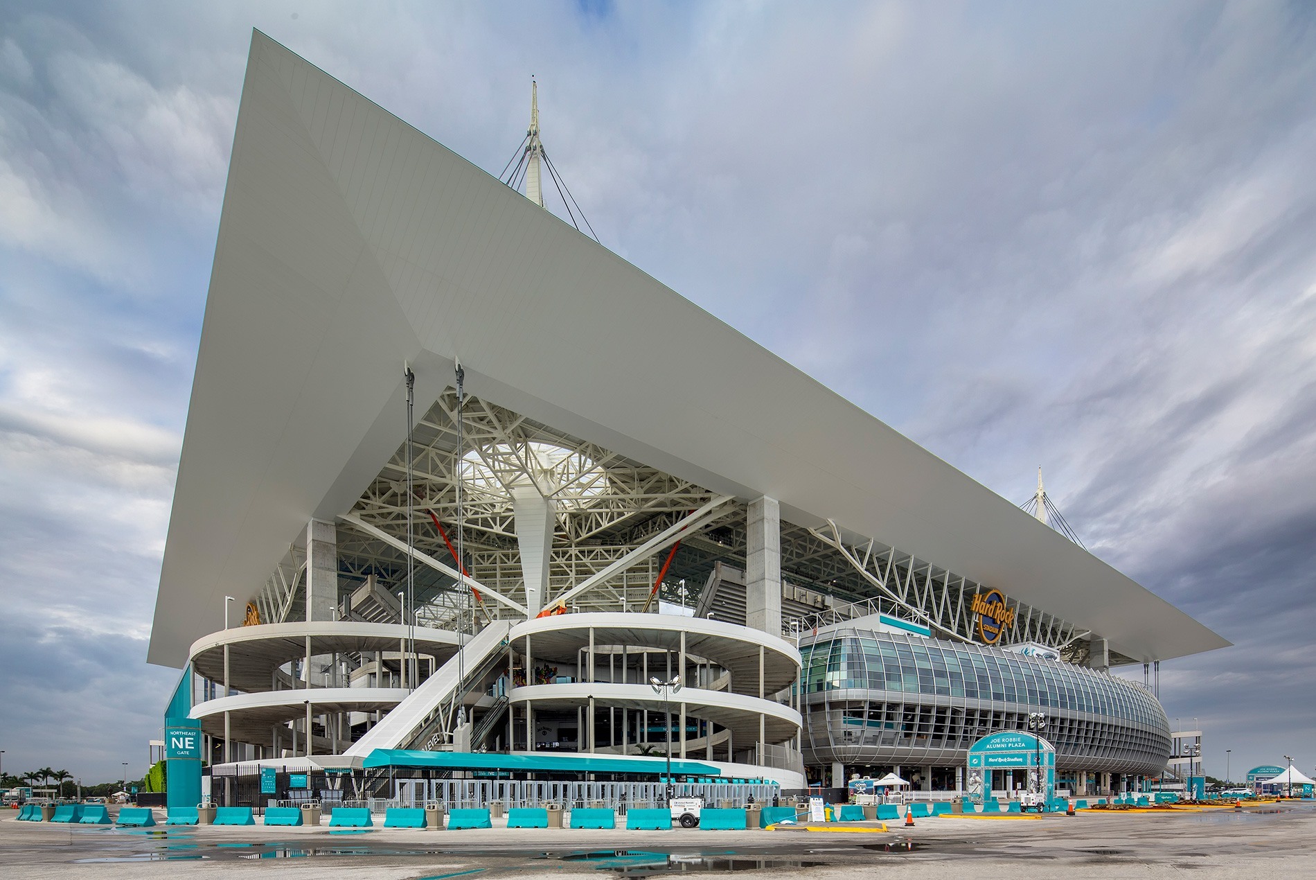 The renovated Hard Rock Stadium in Miami includes a shade structure. (HOK Architects)