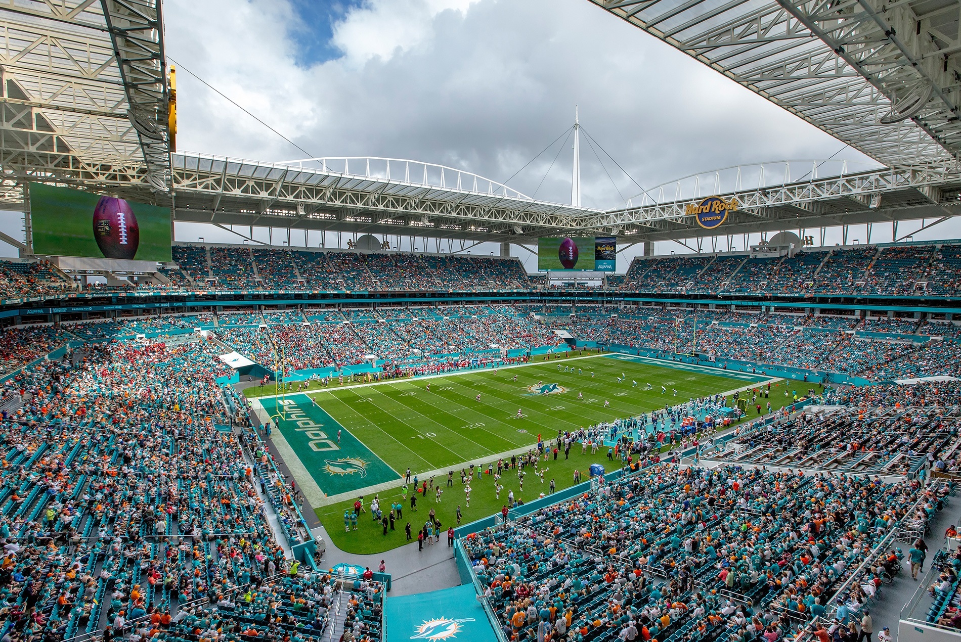 HOK Architects added a shade structure to Hard Rock Stadium, home of the Miami Dolphins. (HOK Architects)