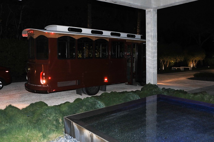 Visitors were picked up by trolley.