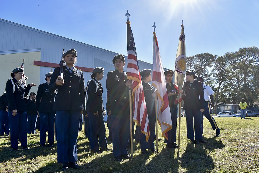 Booker High School's JROTC leads the Unity and Historical march.